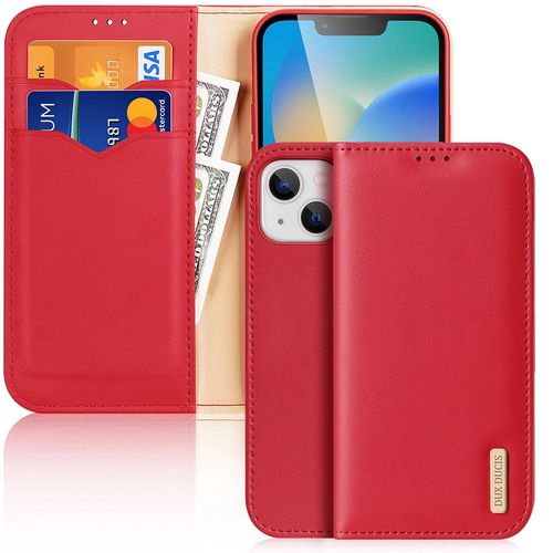 Dux Ducis Hivo Leather Flip Cover Genuine Leather Wallet for Cards and Documents iPhone 14 Plus Red, Dux Ducis 6934913033012 6934913033012
