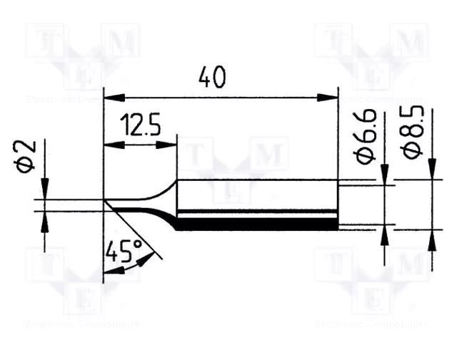 Tip; hoof; 2mm; for  soldering iron,for soldering station ERSA ERSA-0832FDLF