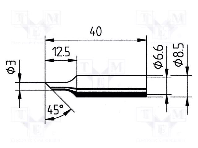 Tip; hoof; 3mm; for  soldering iron,for soldering station ERSA ERSA-0832TDLF