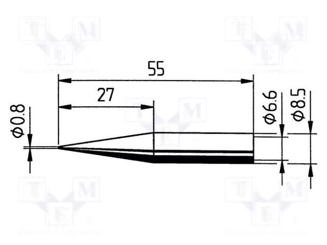 Tip; conical; 0.8mm; for  soldering iron,for soldering station ERSA ERSA-0842SDLF