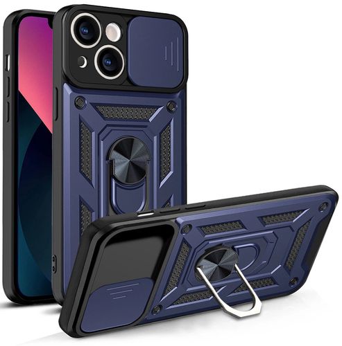 Hybrid Armor Camshield case for iPhone 13 armored case with camera cover blue, Hurtel 5907769349997 5907769349997