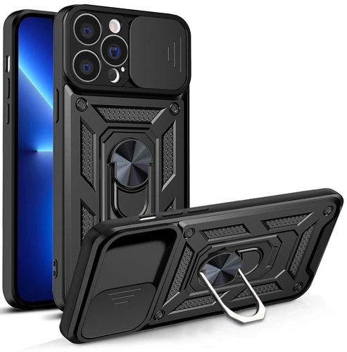 Hybrid Armor Camshield case for iPhone 13 Pro Max armored case with camera cover black, Hurtel 5907769350047 5907769350047