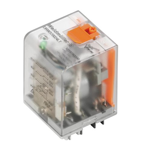 DRW273048LT Power relay, 48 V DC 2CO, AgSnO, 16 A, LED+TEST, Flat blade connections (4.8 mm x 0.5 mm), Weidmuller 2765610000 4064675076582