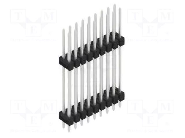Connector: pin strips; pin header; male; PIN: 18; 3A; 250V; THT; 2x9 FISCHER ELEKTRONIK SL14.235.18.Z