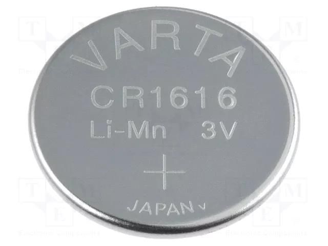 Battery: lithium; CR1616,coin; 3V; 55mAh; non-rechargeable VARTA MICROBATTERY BAT-CR1616/V