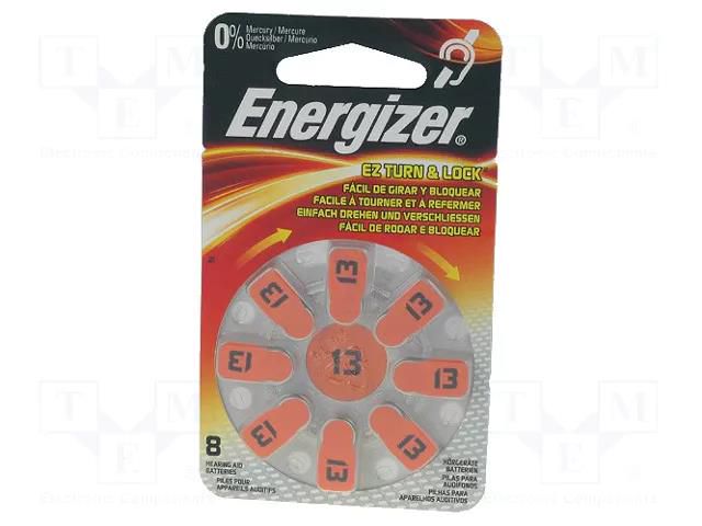 Battery: zinc air (ZnO2); AC13,coin,R754; 1.4V; 280mAh; 8pcs. ENERGIZER BAT-EG13/8