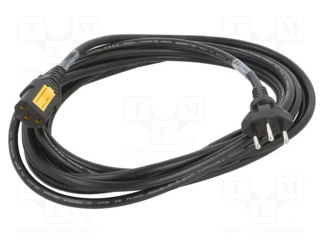 Cable; 3x1mm2; IEC C13 female,SEV-1011 (J) plug; PVC; 5m; black SCHURTER 6051.2155