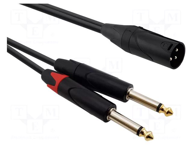 Cable; Jack 6,3mm plug x2,XLR male 3pin; 0.3m; black; PVC REDS MUSIC AU5103BX