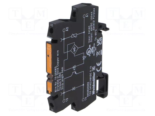Relay: interface; SPST-NO; Ucntrl: 24VAC; 0.1A; 5÷48VDC; Relay set WEIDMÜLLER TOS-24AC/48DC-0.1A