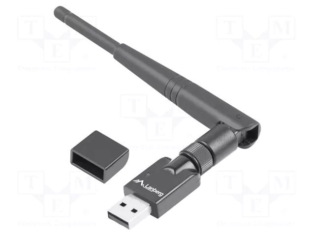 PC extension card: WiFi network; USB A plug; USB 2.0; black LANBERG NC-0150-WE