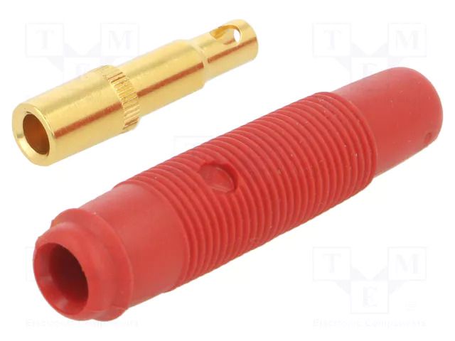 Connector: 4mm banana; socket; 16A; 30VAC; 60VDC; red; gold-plated HIRSCHMANN T&M KUN30AURT
