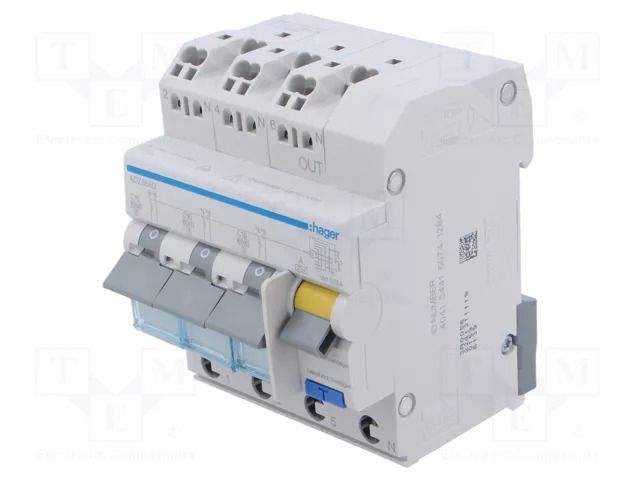 RCBO breaker; Inom: 16A; Ires: 30mA; Max surge current: 250A; IP20 HAGER ADZ366D
