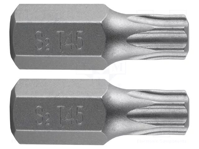 Screwdriver bit; Torx®; TX45; 3/8"; Overall len: 30mm; 2pcs. NEO TOOLS NEO-10-924