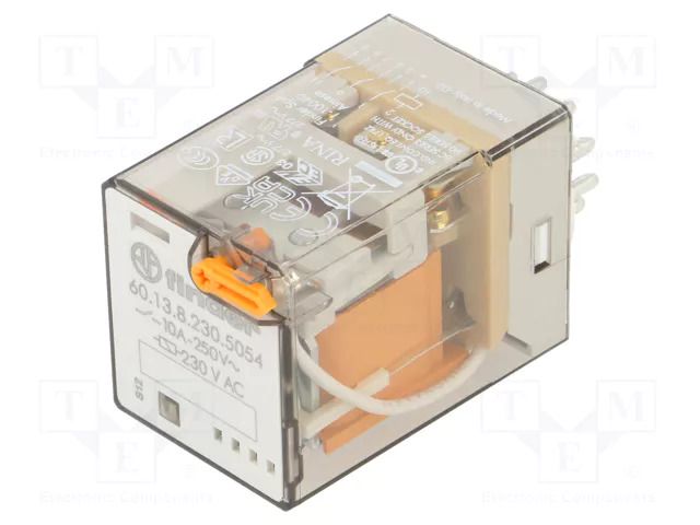 Relay: electromagnetic; 3PDT; 230VAC; Icontacts max: 10A; plug-in FINDER 60.13.8.230.5054