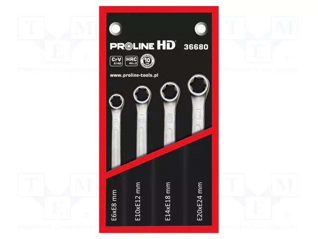 Wrench-set; box,Torx®; Chrom-vanadium steel; HD; 4pcs. PROLINE PRE-36680