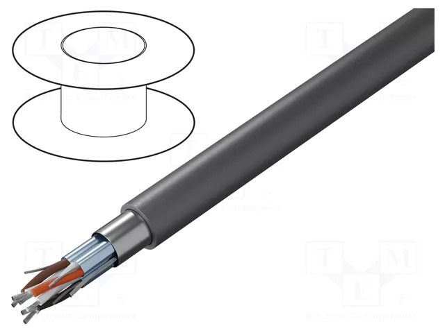 Wire; EcoCable Mini; 2x2x28AWG; MPPE; dark grey; 300V; 305m; 1000ft ALPHA WIRE 78202-SL001