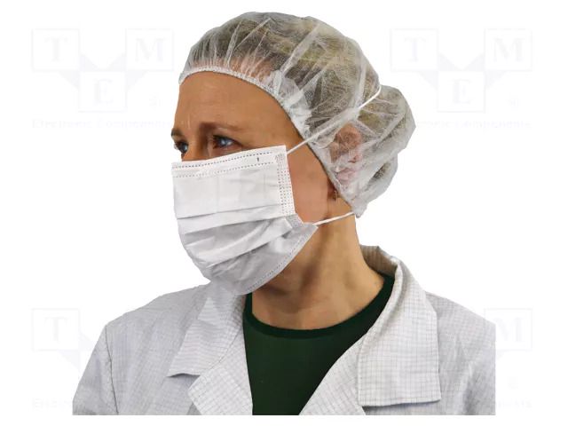 Cleanroom acces: face mask; 100pcs; white; composite fibre; 210mm ANTISTAT ATS-604-0060