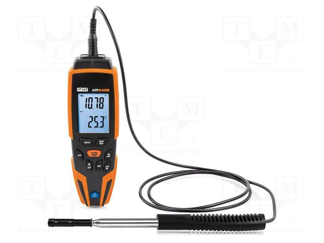 Thermoanemometer; LCD; 0÷50°C; 0÷100%RH; 190x65x45mm HT INSTRUMENTS HTI-HN000105