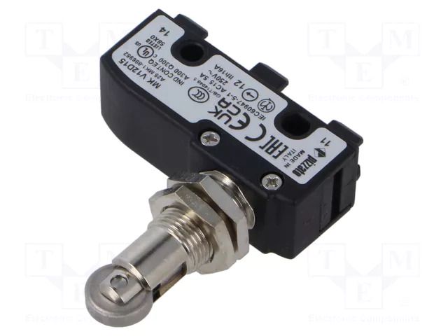 Microswitch SNAP ACTION; 6A/250VAC; 5A/24VDC; SPDT; ON-(ON); MK PIZZATO ELETTRICA MKV12D15