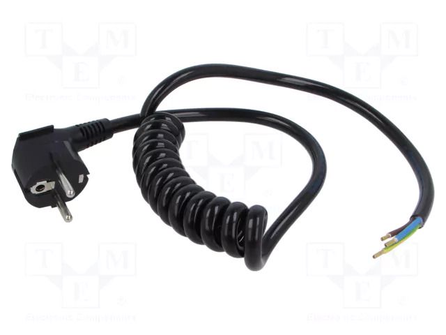 Cable; 3x1.5mm2; CEE 7/7 (E/F) plug angled,wires; PUR; coiled SIMECH WTT00012C