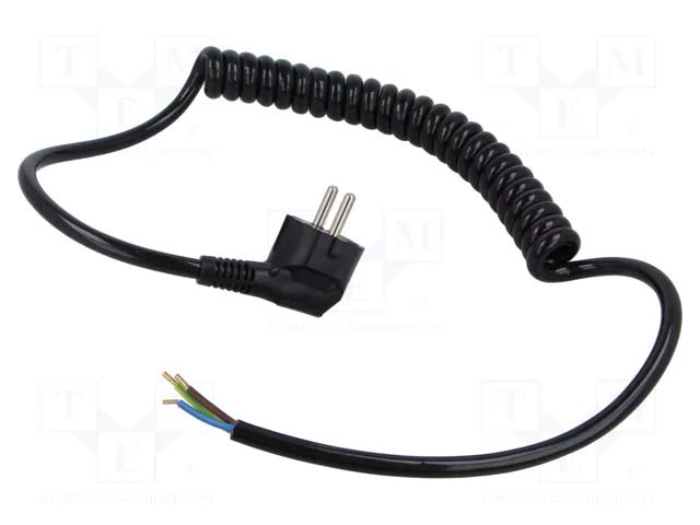 Cable; 3x1.5mm2; CEE 7/7 (E/F) plug angled,wires; PUR; coiled SIMECH WTT00013C