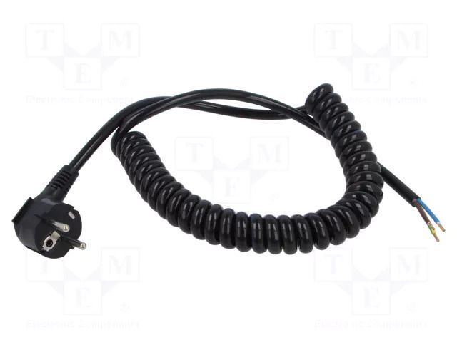 Cable; 3x1.5mm2; CEE 7/7 (E/F) plug angled,wires; PUR; coiled SIMECH WTT00014C