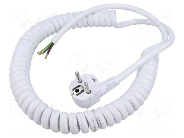 Cable; 3x1.5mm2; CEE 7/7 (E/F) plug angled,wires; PUR; coiled SIMECH WTT00015B