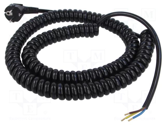 Cable; 3x1.5mm2; CEE 7/7 (E/F) plug angled,wires; PUR; coiled SIMECH WTT00017C