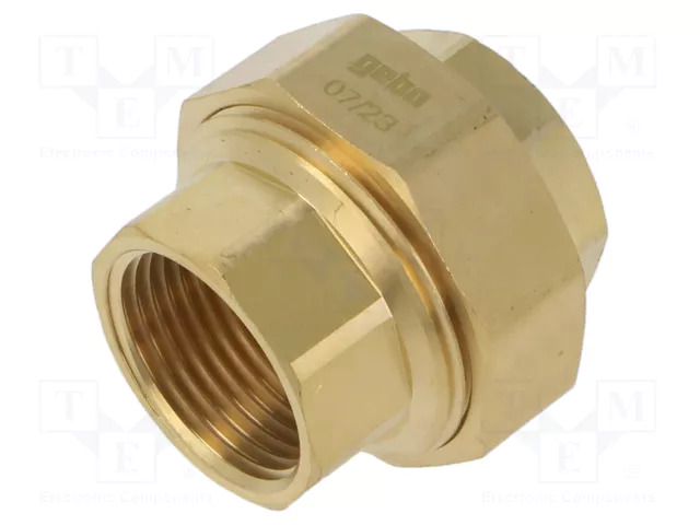 Splice terminal: double connector; brass CW617N; Thread: G 1"; BR GEBO 340-6BR