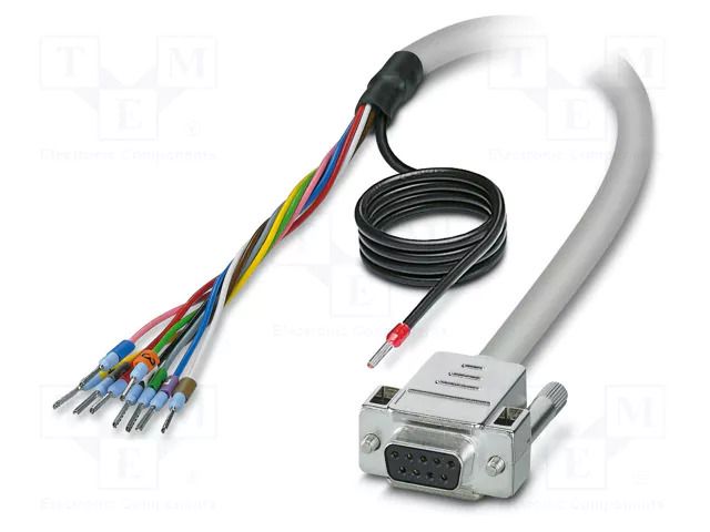 Cable; D-Sub 9pin socket,wires; PVC; Len: 2m; grey; Core: Cu; IP54 PHOENIX CONTACT 2926043