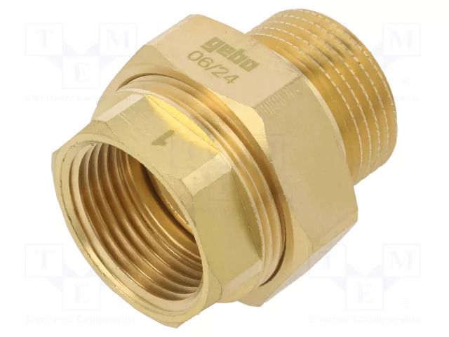 Splice terminal: double connector; brass CW617N; Thread: G 1"; BL GEBO 341-6BL