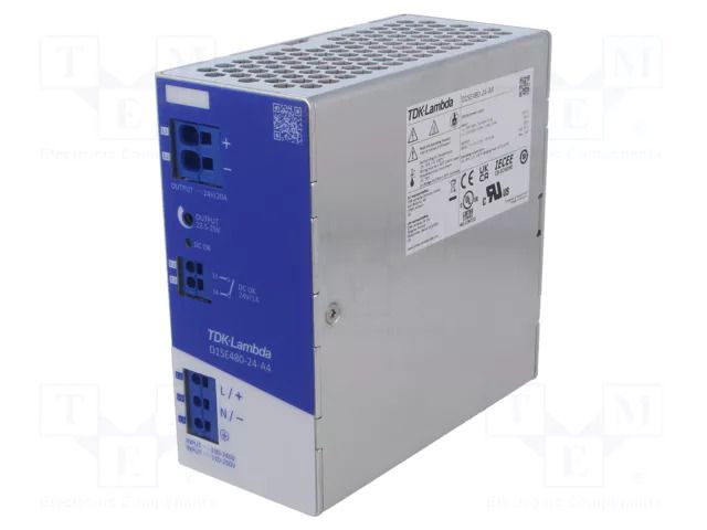 Power supply: switching; for DIN rail; 480W; 24VDC; 0÷20A; IP20 TDK-LAMBDA D1SE480-24-A4