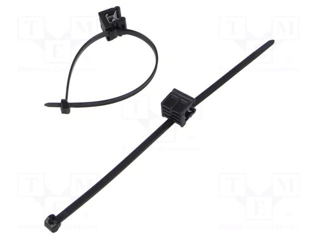 Cable tie; with fixing lugs,with fixing for edges; L: 200mm HELLERMANNTYTON T50ROSEC23-BK