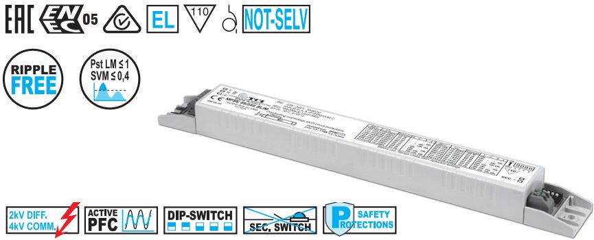 55W CC LED supply, DIP perjungėjais 100-350mA, IP20, TCI 127524