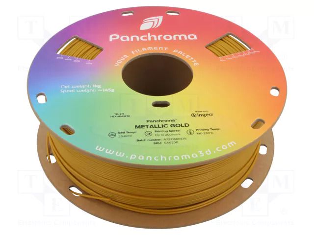Filament: PLA; 1.75mm; metallic gold; 190÷230°C; 1kg; Panchroma™ POLYMAKER CA02011