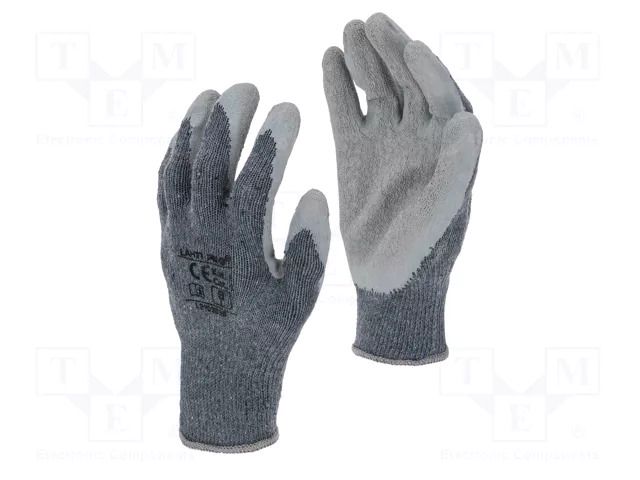 Protective gloves; Size: 11; grey; cotton,latex,polyester; 12pcs. LAHTI PRO LAHTI-L210311W