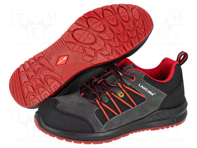 Shoes; Size: 41; graphite-red; chamois; slip; Safety cat: S1 FO SR LAHTI PRO LAHTI-L3042341