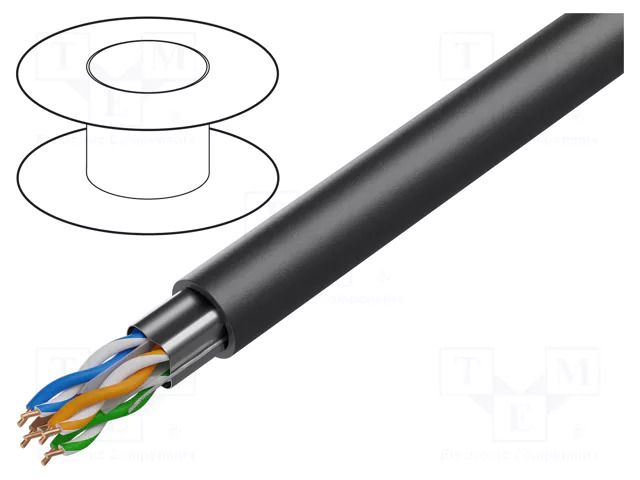 Wire; Data Tuff®,F/UTP; 4x2x23AWG; outdoor; 6a; wire; Cu; PVC; black BELDEN IEA002.0101000