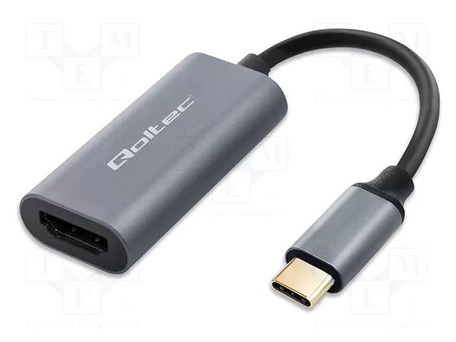 Adapter; HDMI socket,USB C plug; PVC; USB 3.1; 0.17m; black; PnP QOLTEC QOLTEC-50331