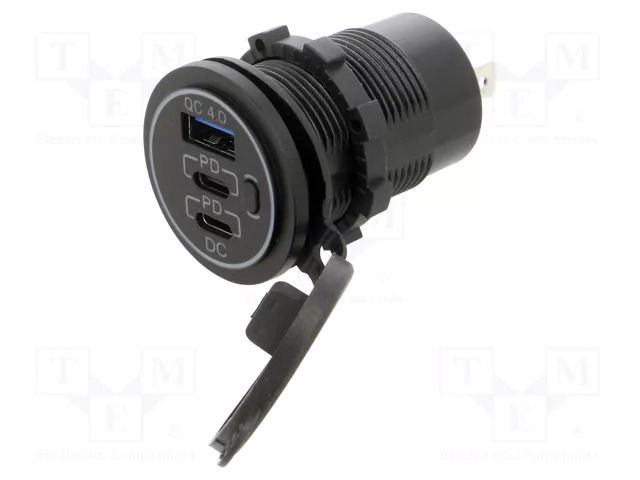 USB power supply; USB A socket,USB C socket x2; black ESOL ESOL-45043