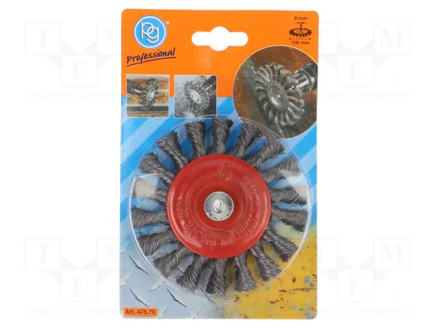 Wheel brush; 100mm; brass; plunger; 6mm PG PROFESSIONAL PG-475.70