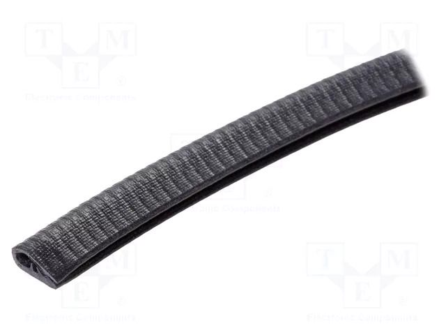 Hole and edge shield; PVC; L: 10m; black; H: 16.5mm; W: 9.5mm RST ROZTOCZE UT-4.5.2-10M