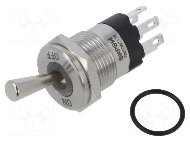 Switch: toggle; Pos: 2; SPDT; ON-ON; 5A/250VAC; -40÷85°C; IP67; 12VDC ONPOW 7116B1-1124112VS