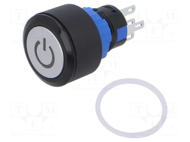 Switch: push-button; Pos: 2; SPDT; 0.5A/220VAC; 1A/24VDC; ON-(ON) ONPOW LAS1-APY-11TW12VP