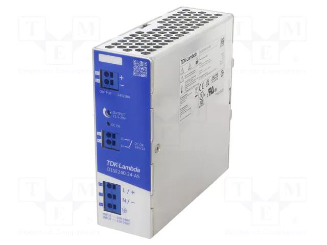 Power supply: switching; for DIN rail; 240W; 24VDC; 0÷10A; IP20 TDK-LAMBDA D1SE240-24-A5