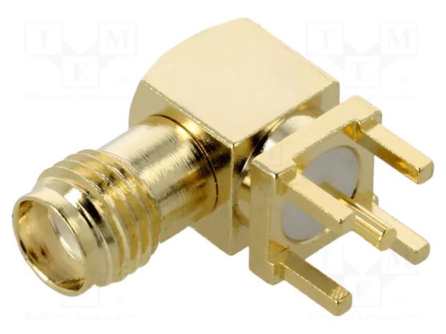 Connector: SMA; socket; female; angled; THT; on PCBs; PTFE GCT RFPC-SMA27-F