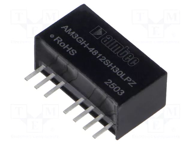 Converter: DC/DC; 3W; Uin: 18÷75VDC; Uout: 12VDC; Iin: 82mA; SIP8; THT AIMTEC AM3GH-4812SH30LPZ