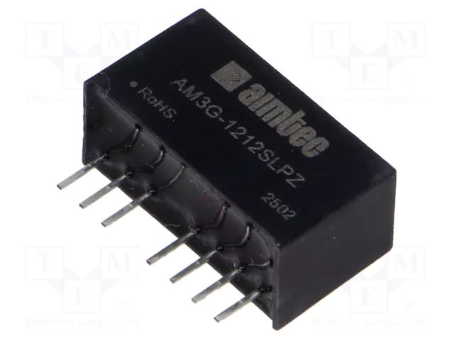 Converter: DC/DC; 3W; Uin: 9÷18VDC; Uout: 12VDC; Iin: 314mA; SIP8; THT AIMTEC AM3G-1212SLPZ