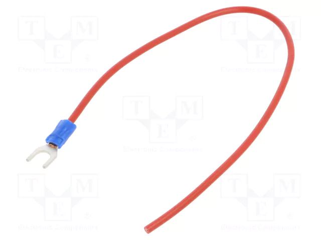 Cable with crimped terminals; H07V-K; 1.5mm2; red; 250mm; fork CHEVAL M5WI-150RD025