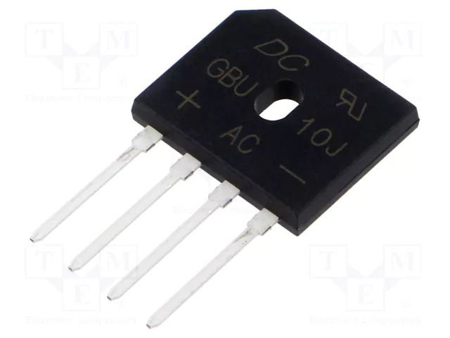 Bridge rectifier: single-phase; Urmax: 600V; If: 10A; Ifsm: 220A DC COMPONENTS GBU10J-DC